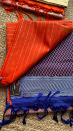 Orange and Purple Silk saree with blouse - Threads