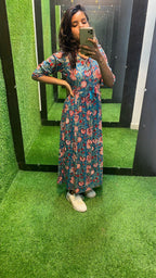 Blue and red Cotton printed kurti top - Threads