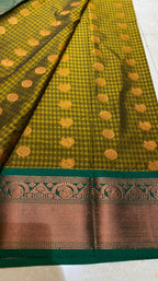 Mehandi green semi silk saree with blouse - Threads