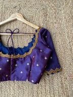 Purple Silk embroidery hand worked blouse - Threads