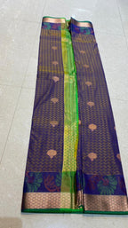 Dual shaded purple and green silk saree with blouse - Threads