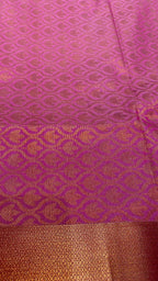 Western green and pink silk saree with blouse - Threads