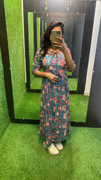 Blue and red Cotton printed kurti top - Threads