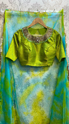 Pure Organza saree with handworked stitched Blouse - Threads