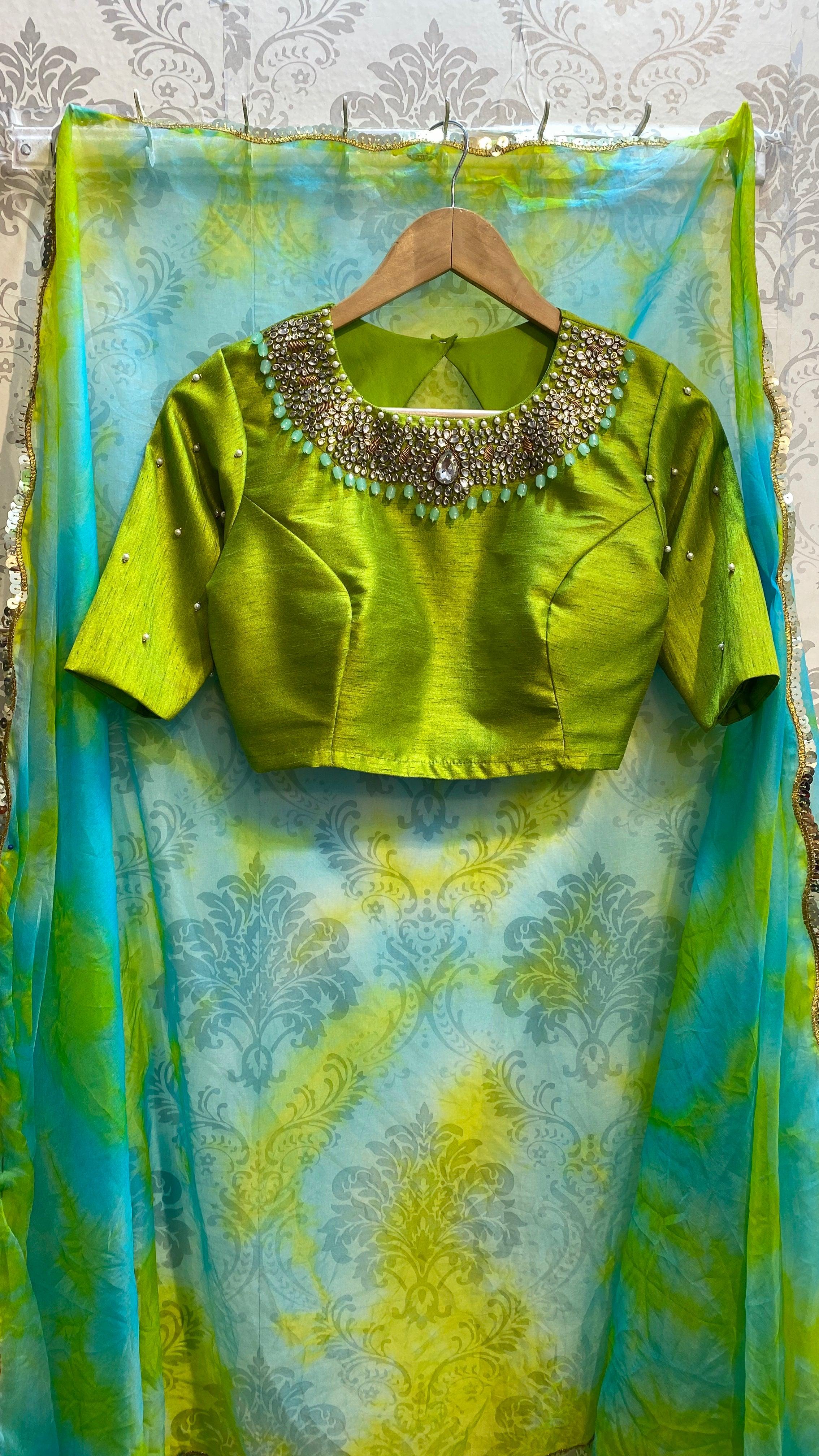 Pure Organza saree with handworked stitched Blouse - Threads