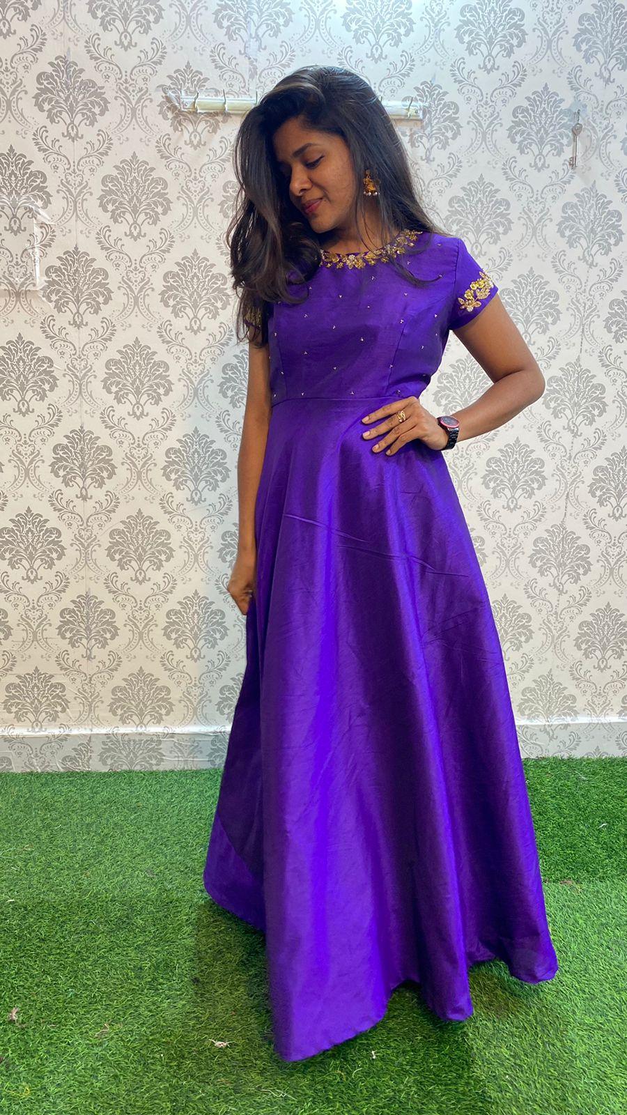 Elegant great purple silk festive wear salwar - Threads