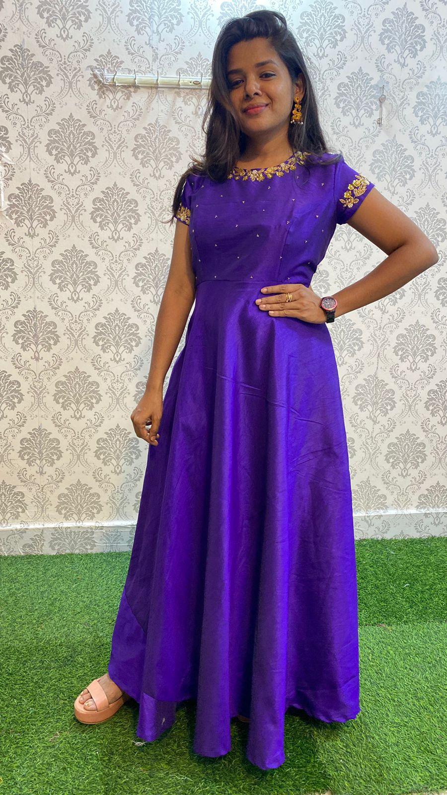 Elegant great purple silk festive wear salwar - Threads
