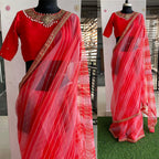 Hand worked Red Jewel Neck Blouse - Threads
