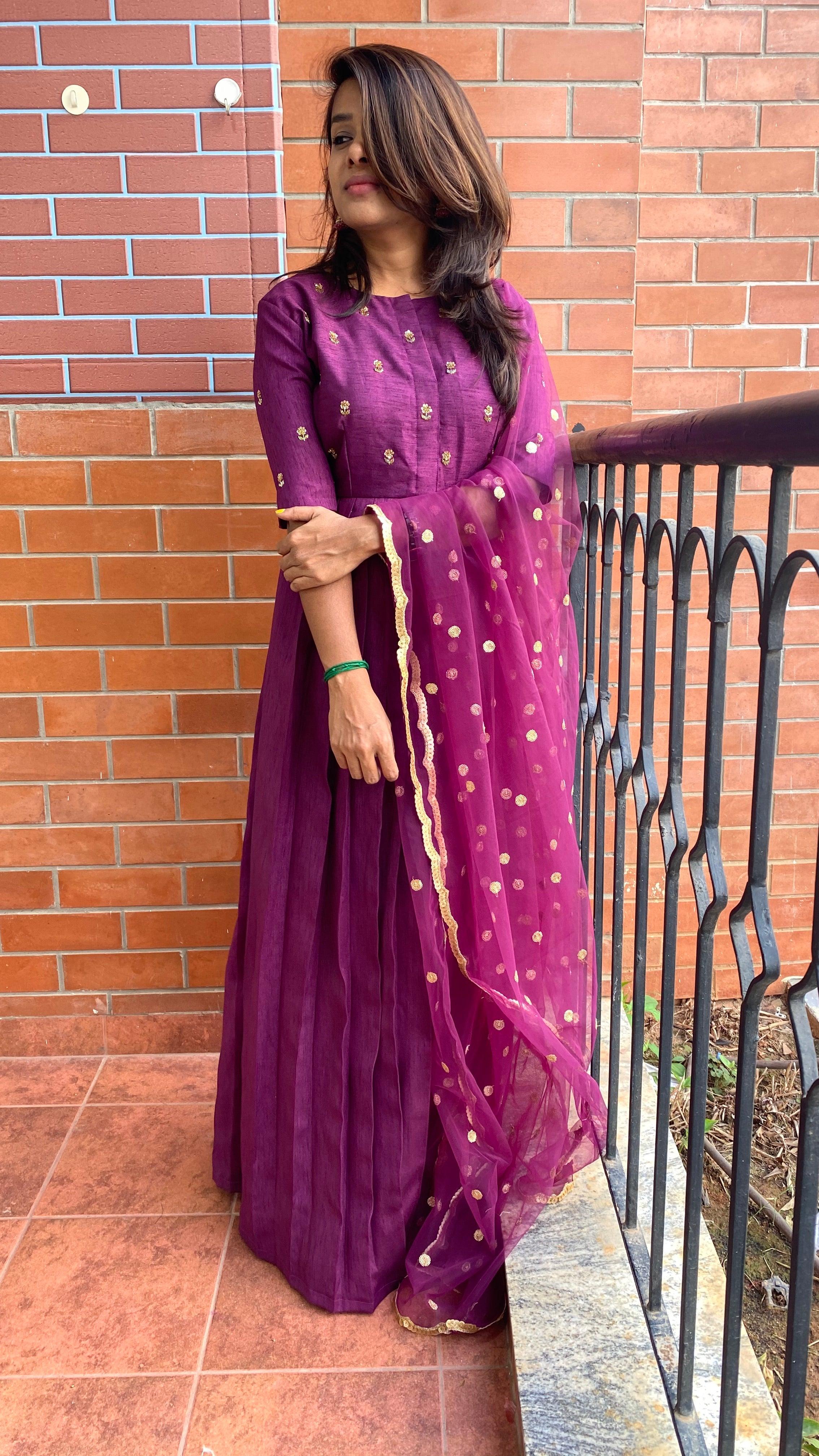 Nuzrat - Indigo Brown Black Hand Block Printed Cotton Long Tier Dress –  InduBindu