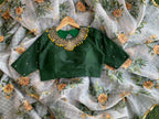 Hand worked Green Jewel Neck stitched Blouse - Threads