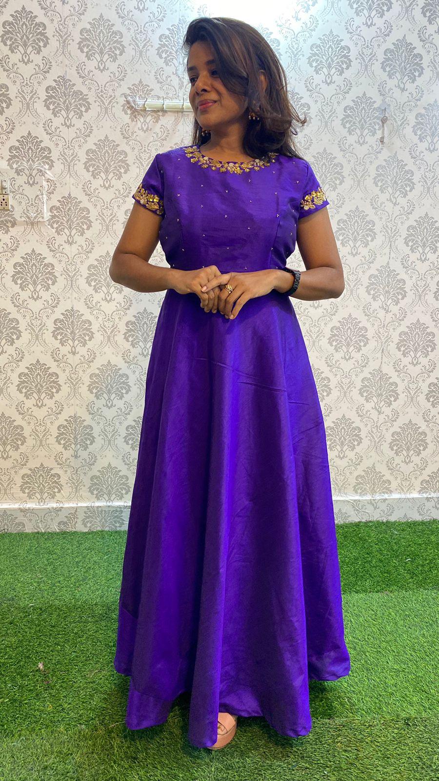 Elegant great purple silk festive wear salwar - Threads