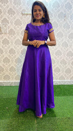 Elegant great purple silk festive wear salwar - Threads