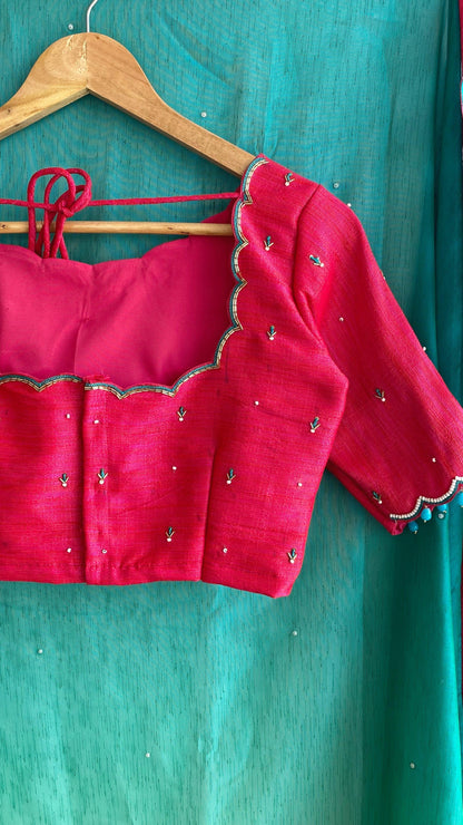 Elegant pink Handworked designer blouse - Threads