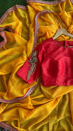 Designer Hand worked Bird motifs red ready to wear blouse - Threads
