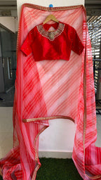Hand worked Red Jewel Neck Blouse - Threads