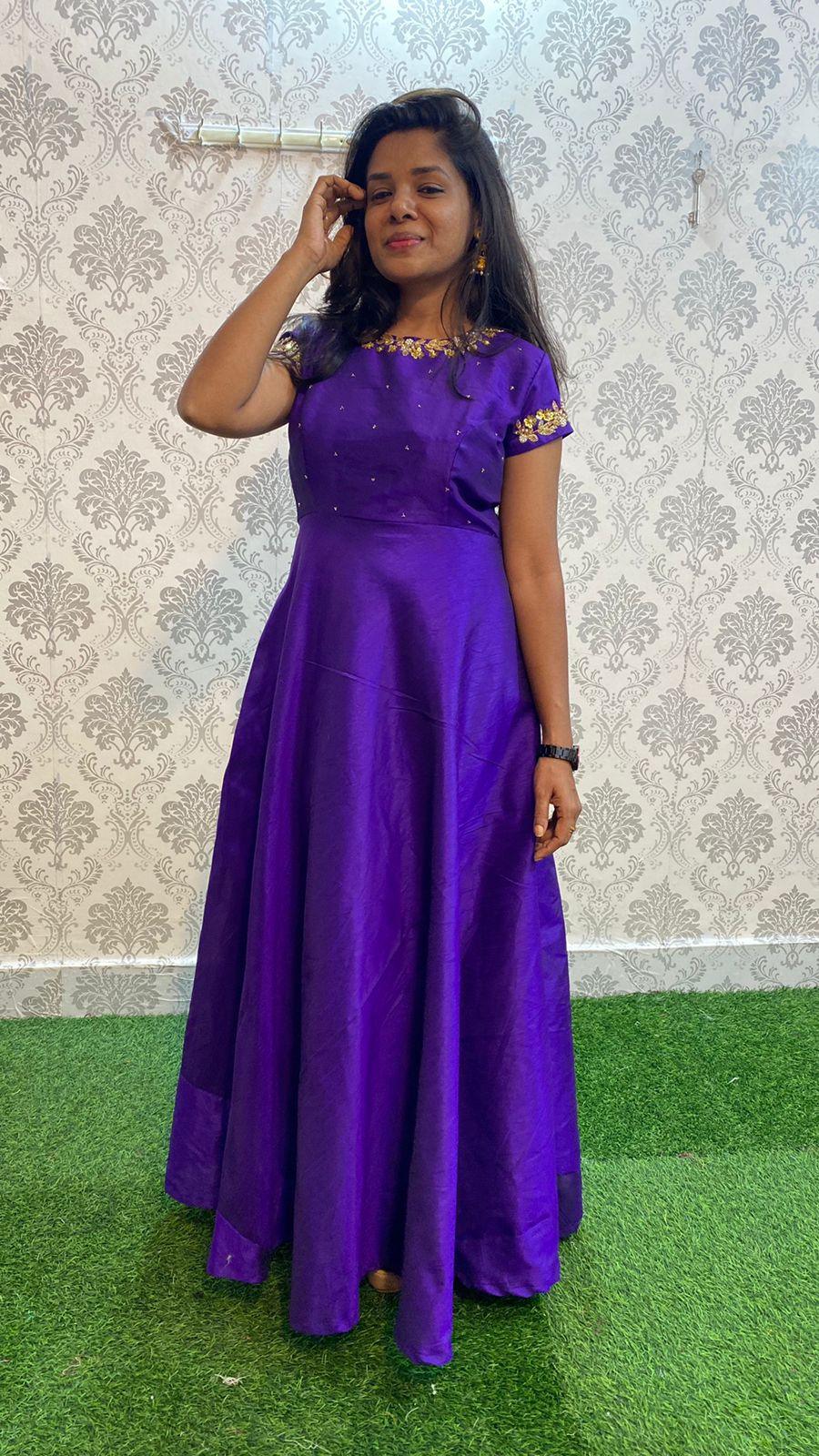 Elegant great purple silk festive wear salwar - Threads