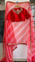 Hand worked Red Jewel Neck Blouse - Threads