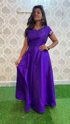 Elegant great purple silk festive wear salwar - Threads