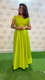 Exclusive latest design green silk organza women party wear dress - Threads