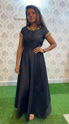 Exciting festive wear black silk organza salwar - Threads