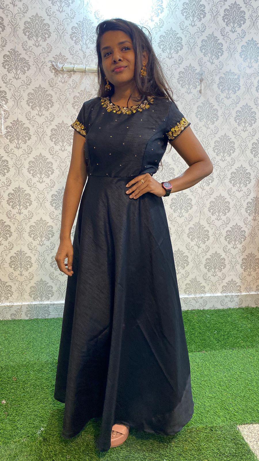 Exciting festive wear black silk organza salwar - Threads