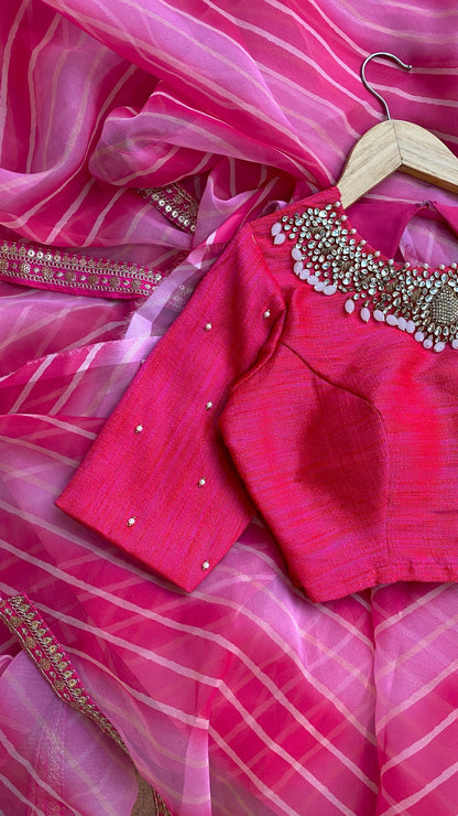 Hand worked pink heavy Jewel Neck Blouse - Threads