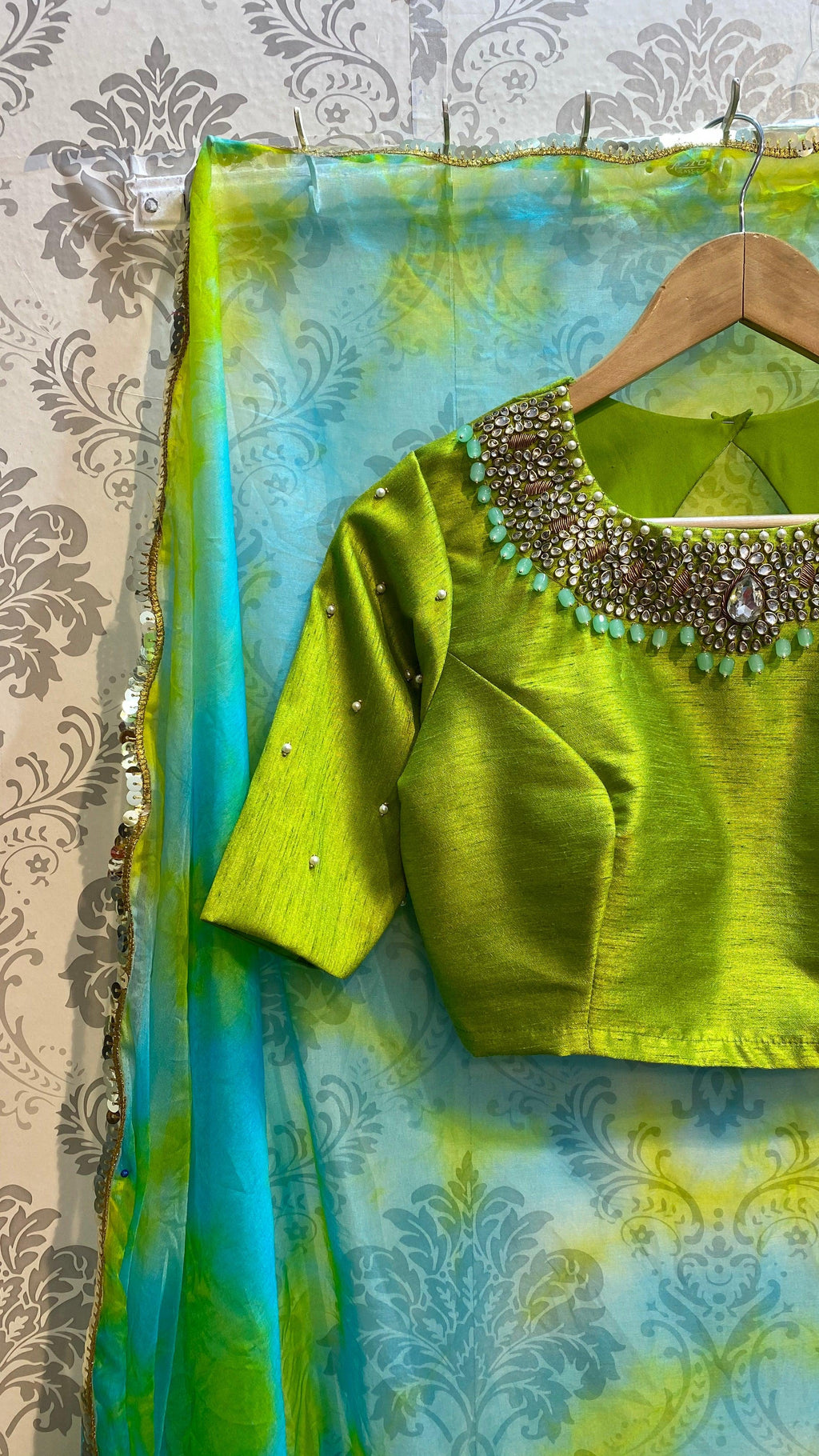 Pure Organza saree with handworked stitched Blouse - Threads