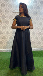 Exciting festive wear black silk organza salwar - Threads