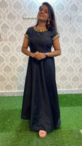 Exciting festive wear black silk organza salwar - Threads