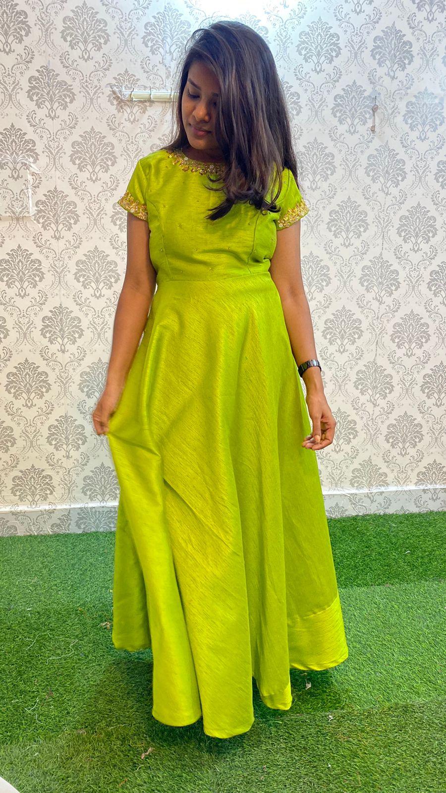 Exclusive latest design green silk organza women party wear dress - Threads