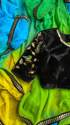 Hand worked velvet ready to wear sleeved designer Blouse - Threads