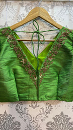 New Silk Handworked V neck  blouse and scalloped sleeves. - Threads