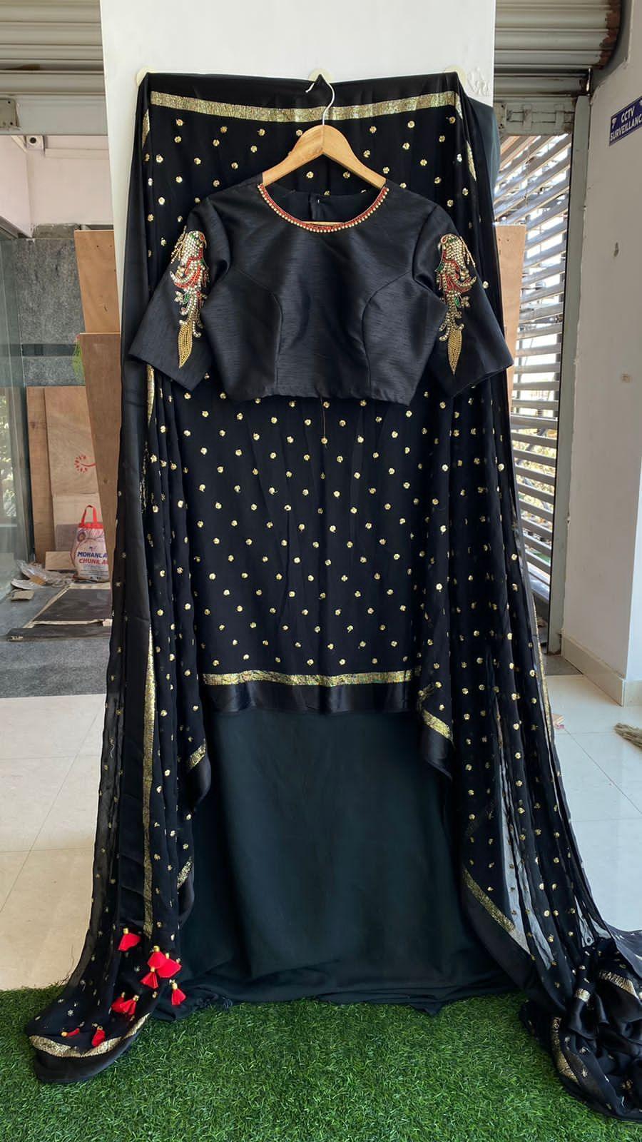 Black Bird heavy design hand worked blouse