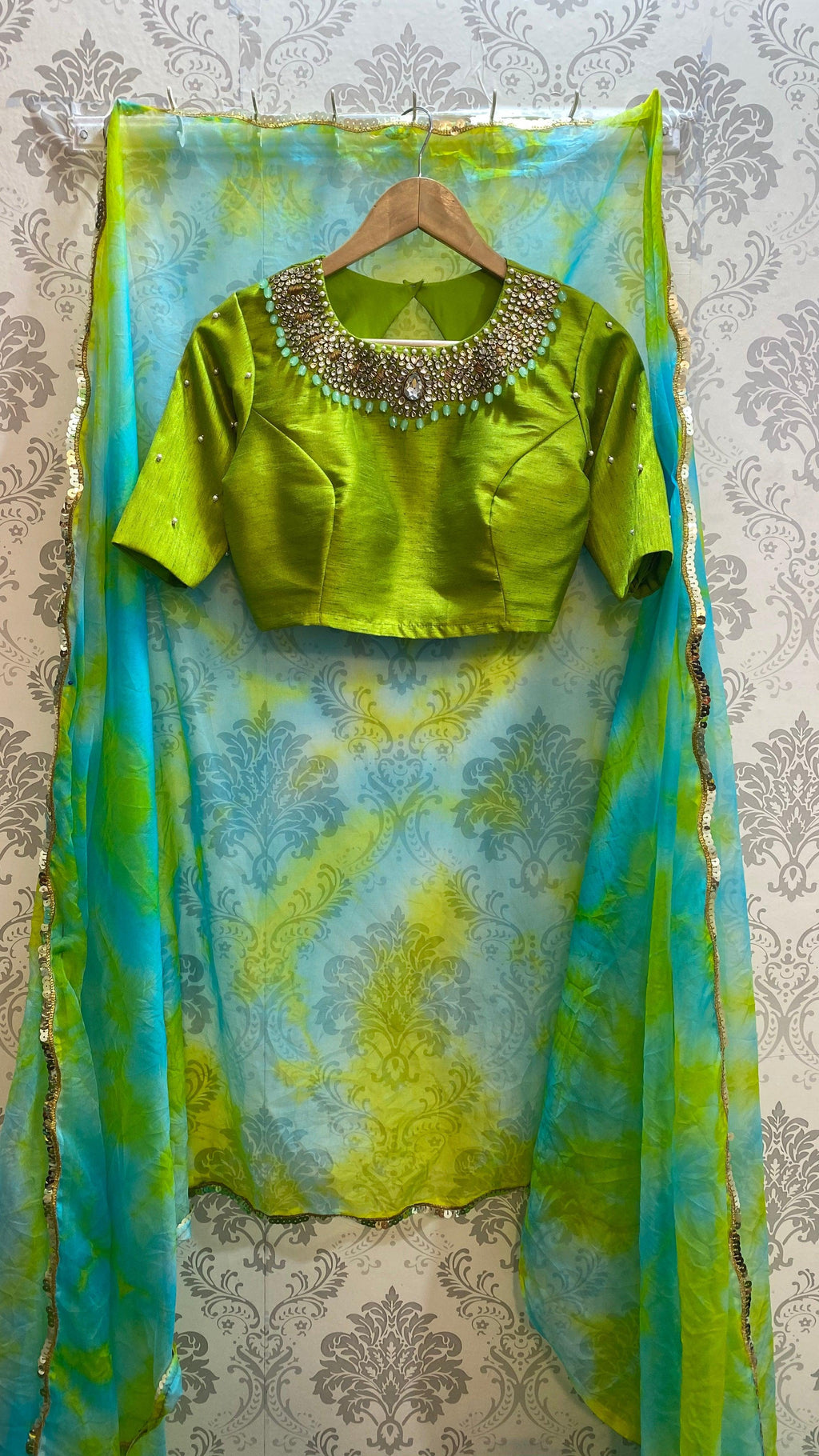 Pure Organza saree with handworked stitched Blouse - Threads