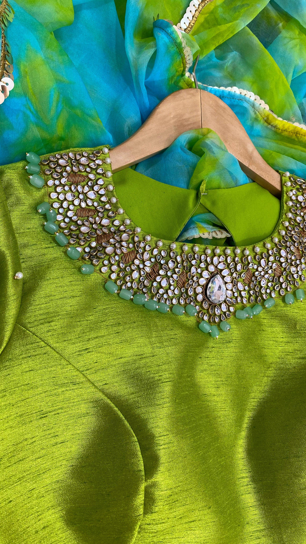 Pure Organza saree with handworked stitched Blouse - Threads
