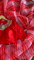 Hand worked Red Jewel Neck Blouse - Threads