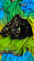 Hand worked velvet ready to wear sleeved designer Blouse - Threads