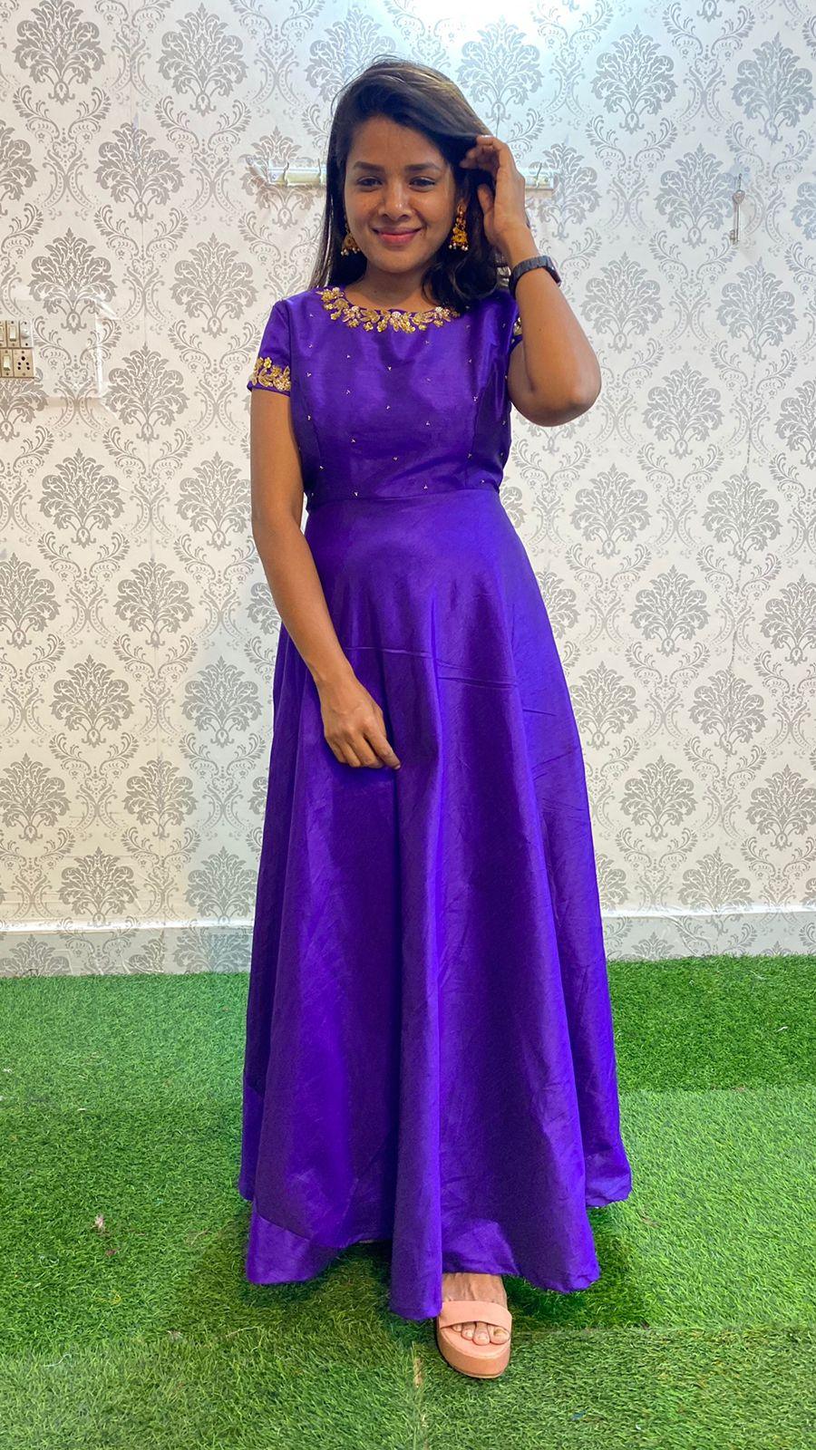 Elegant great purple silk festive wear salwar - Threads
