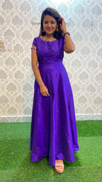 Elegant great purple silk festive wear salwar - Threads