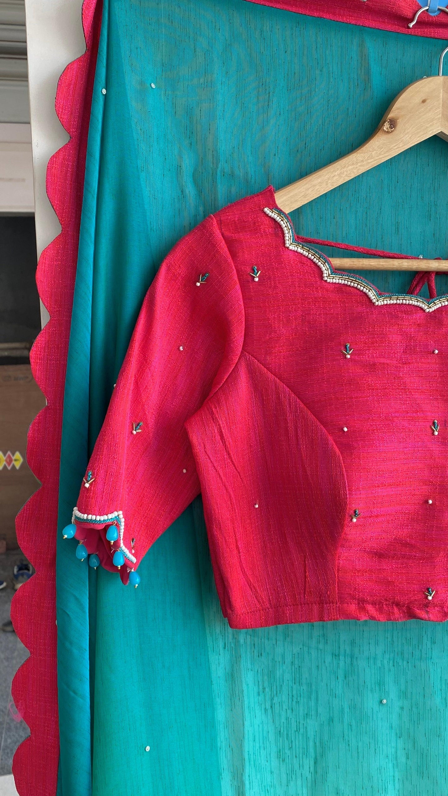 Elegant pink Handworked designer blouse - Threads