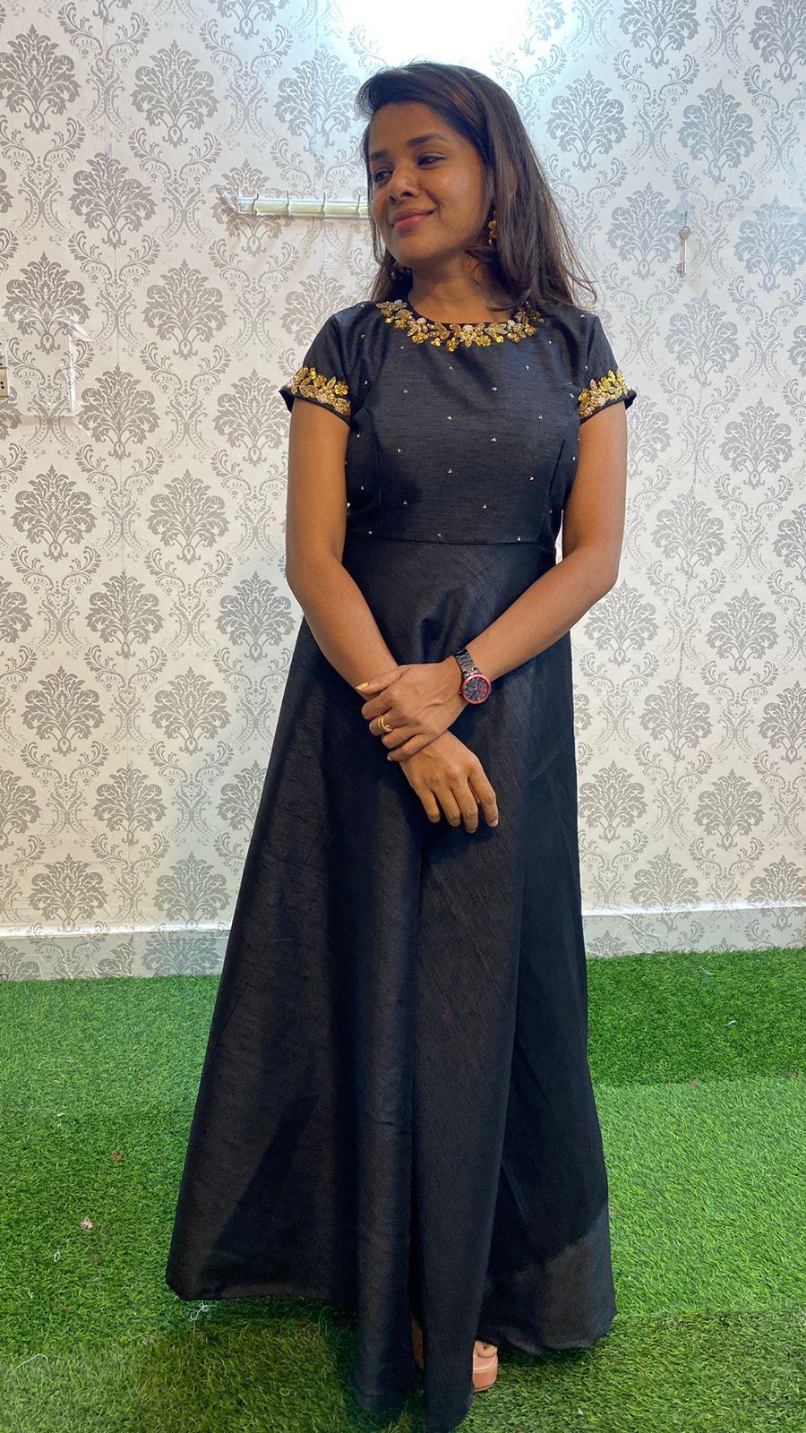 Exciting festive wear black silk organza salwar - Threads