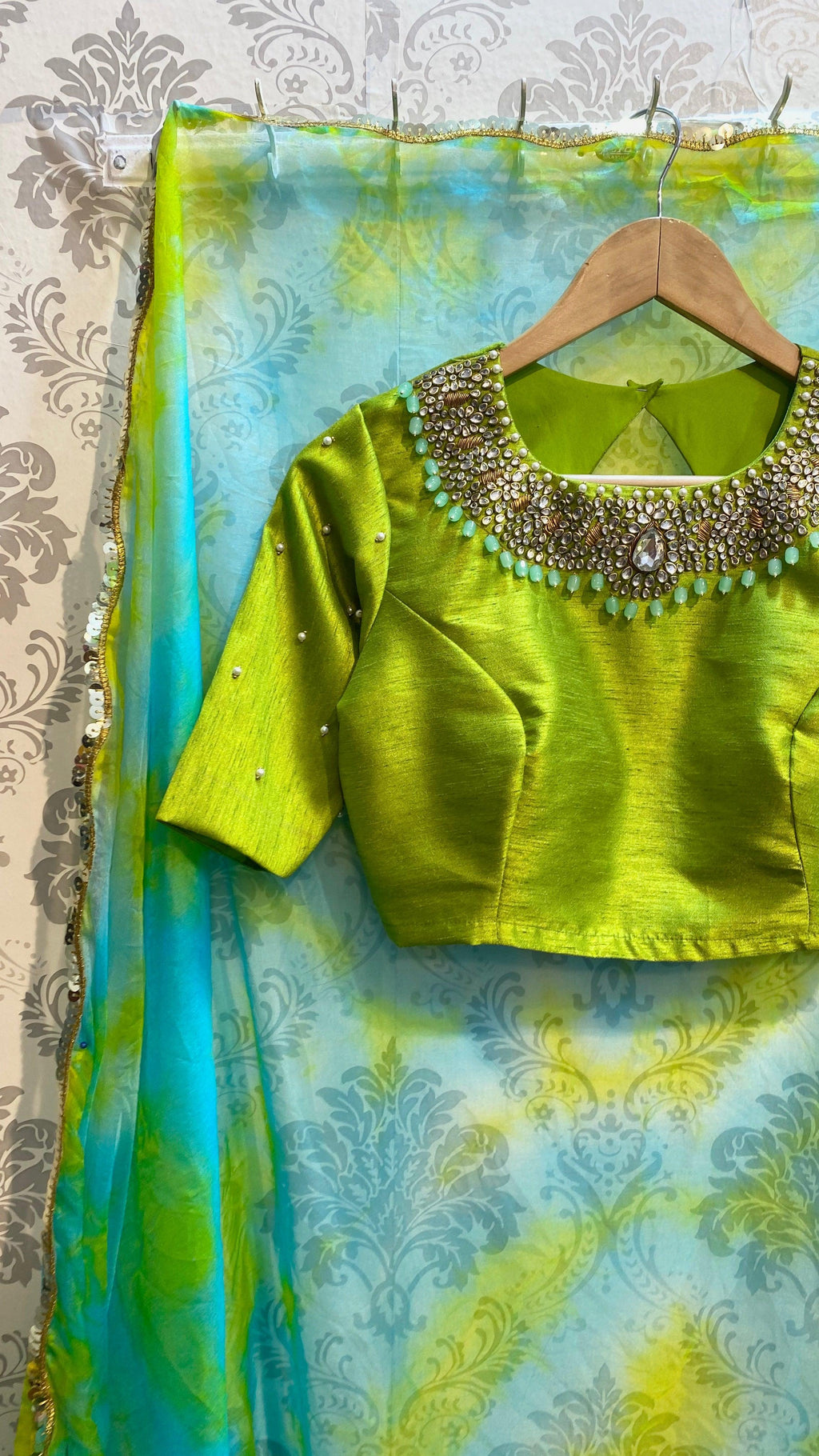 Pure Organza saree with handworked stitched Blouse - Threads