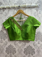 New Silk Handworked V neck  blouse and scalloped sleeves. - Threads