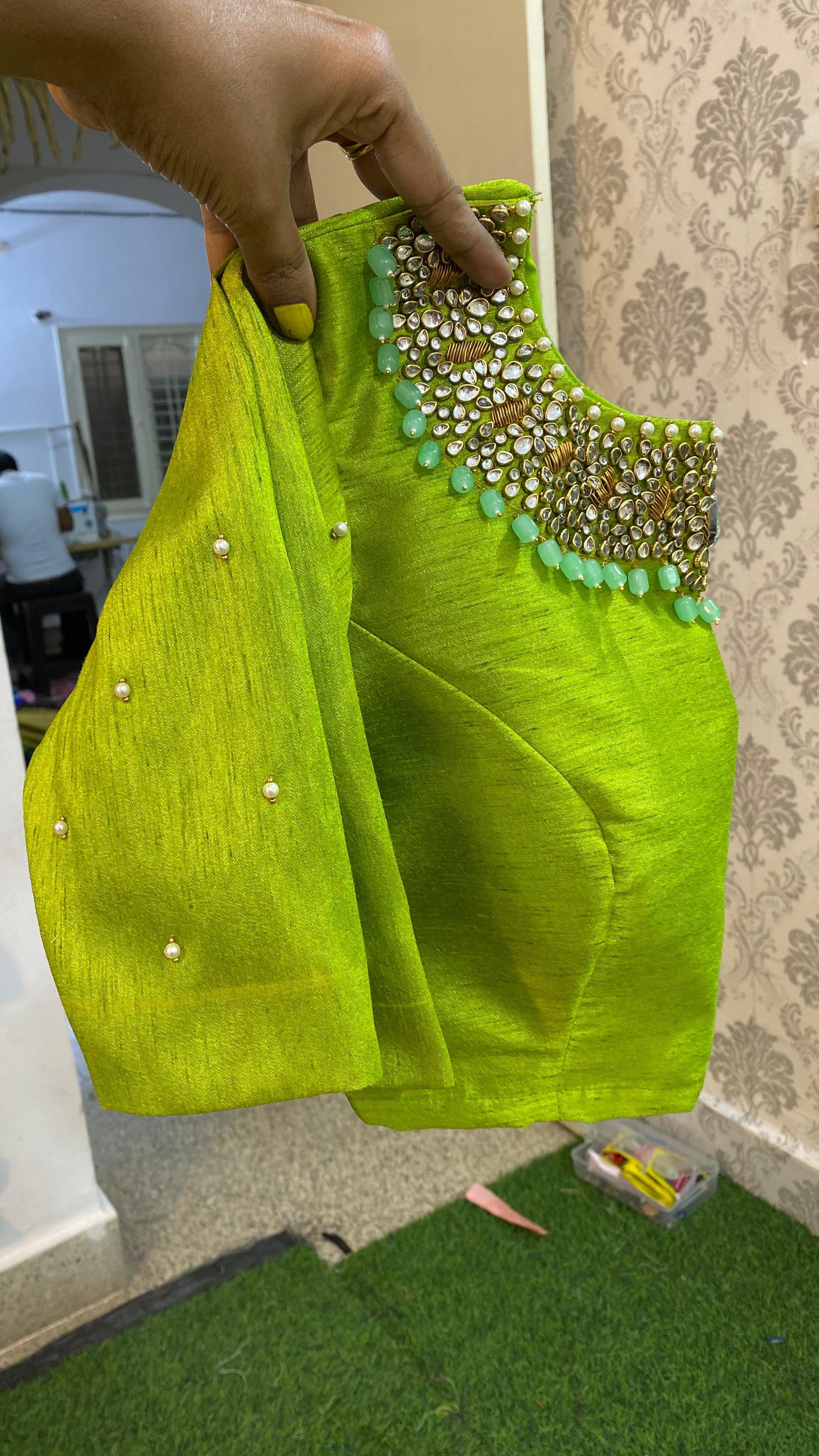 Pure Organza saree with handworked stitched Blouse - Threads