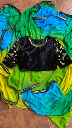 Hand worked velvet ready to wear sleeved designer Blouse - Threads