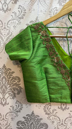 New Silk Handworked V neck  blouse and scalloped sleeves. - Threads